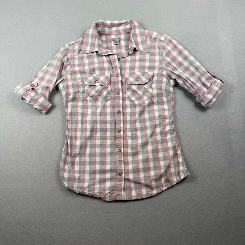Carhartt Plaid Utility Shirt Women Size XS 0/2